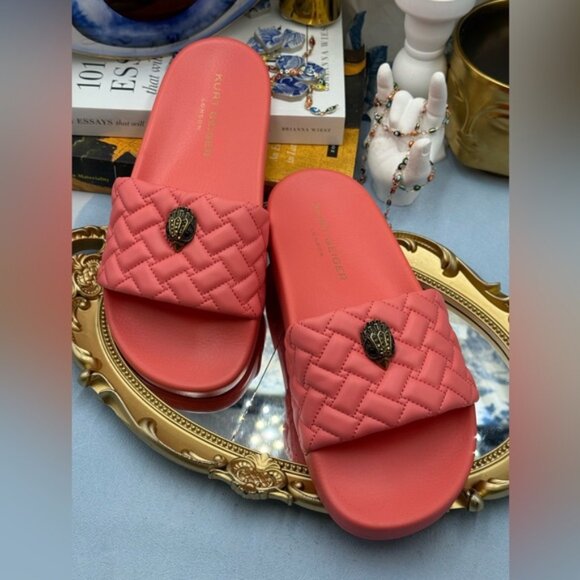 🆕 KURT GEIGER LONDON 🧿 NWOT Meena Eagle Quilted Slide, Salmon - Sz 39 US8.5 - Picture 10 of 15